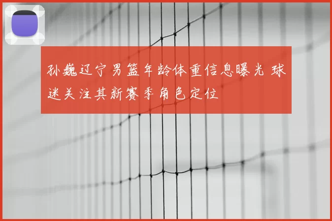 孙巍辽宁男篮年龄体重信息曝光 球迷关注其新赛季角色定位